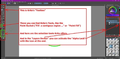 Parts of Krita's UI