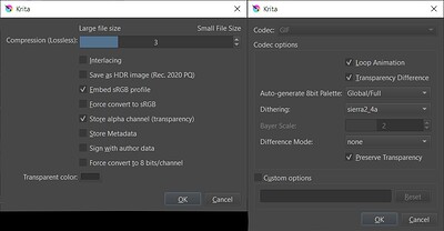 Krita img seq + video gif render options