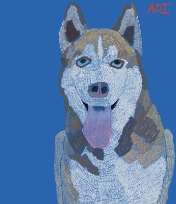 Original Husky Dog Painting