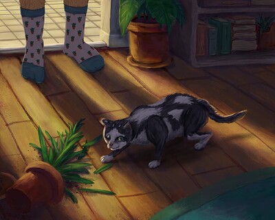 a cat and a plant final