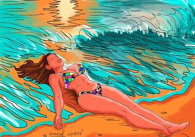 atardecer en la playa