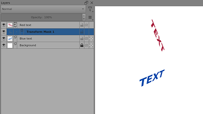 Red out of canvas with mask