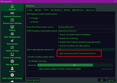 use horizontal axis for Canvas Zoom Action