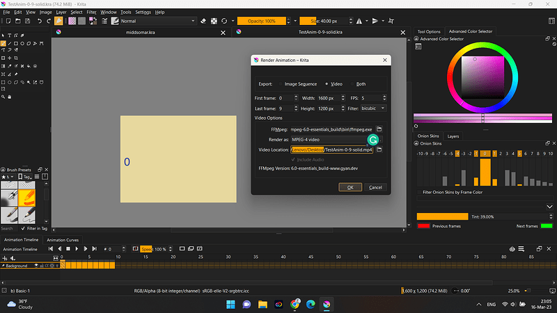 I can't render my animations - General Questions - Krita Artists