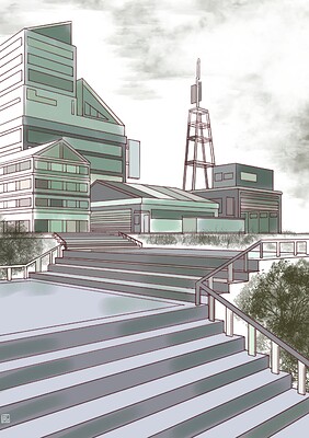 2p perspective random building drawing practice 2