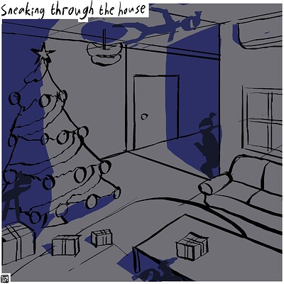 Sneaking_through_the_house_Daily_Spitpaint