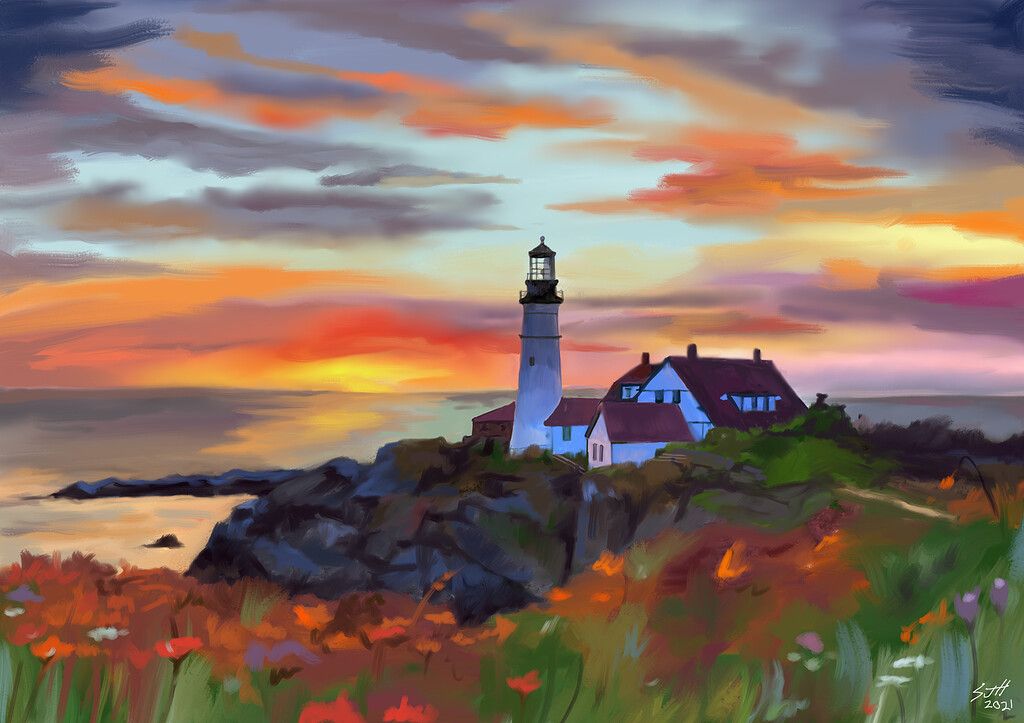 Quick Painting Of Lighthouse Finished Artworks Krita Artists