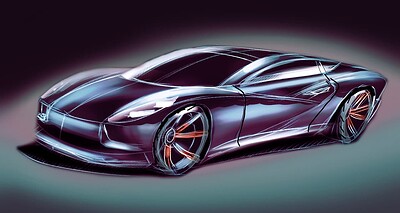 car sketch with Krita