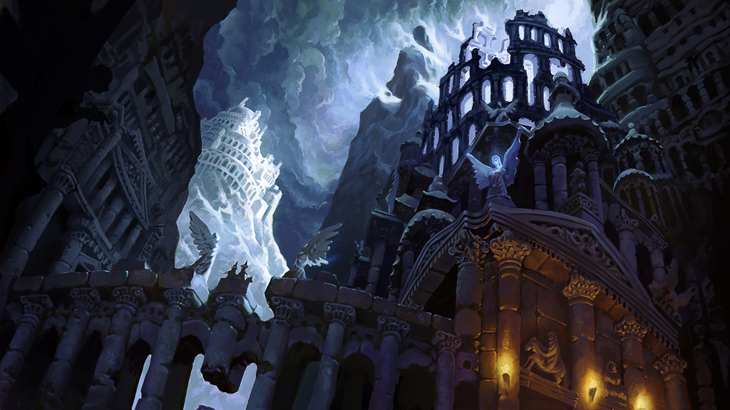 A ruin at night