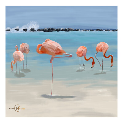 Krita Challenge 0926 Time For A Break Flamingos Border FINb
