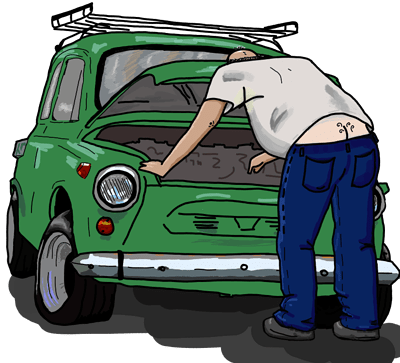 Mecánico coche-verde