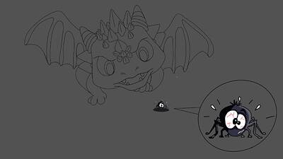 Chibi Dragon and the spider_ June 2024 Krita Challenge