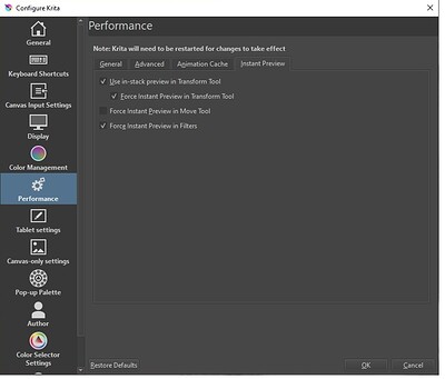 Krita Performance Settings 4