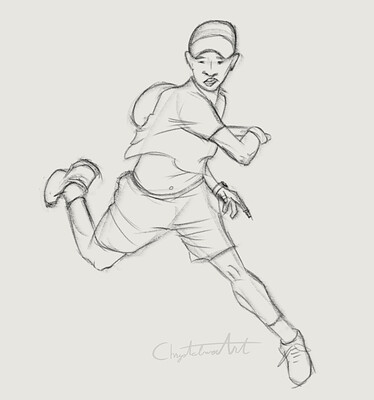Drawing practice tennis player
