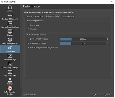 Krita Performance Settings 3