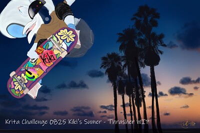 Krita Challenge 0825 Kiki’s Summer - Thrasher Kiki Progress