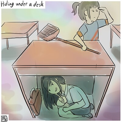 Hiiding_under_a_desk_Daily_Spitpaint