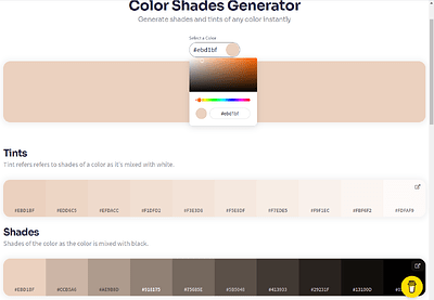 Shades and Tints Generator