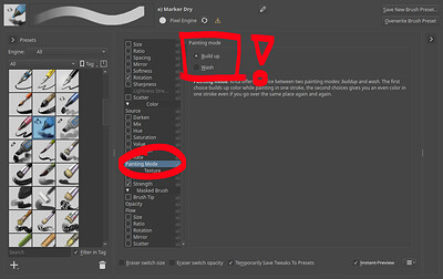 Painting mode setting