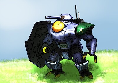 Mech on the grass