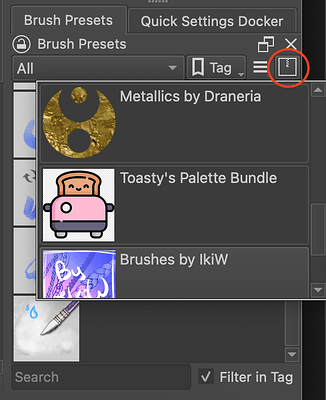 Krita Incorrect Brush Bundle in Middle