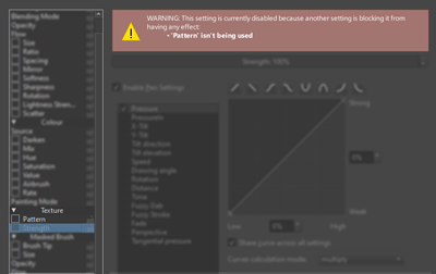 Disabled Brush Settings