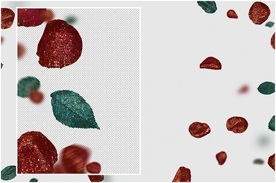 Glitter Red Petals and Bluish Leaves (4)