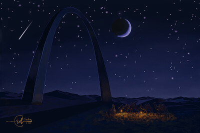 Krita Challenge 1125 Civilization Engulfed - St Louis Desert Night_002