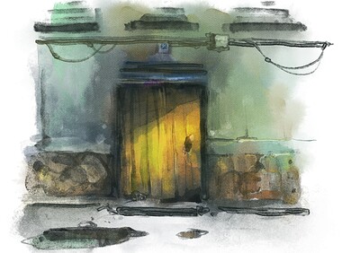 watercolor door