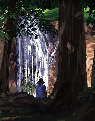 Woman waterfall