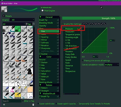 Size through 'Pressure' instead of 'Tilt'