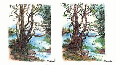 E H Shepard Study and Brush Test