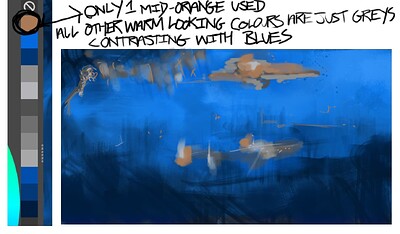 Complimentary colour & grey example rough