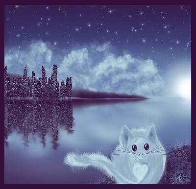 Krita Challenge 0424 Bright Lights Curious Kitty