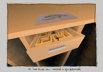 panel 8- het labyrint in de bureaulade