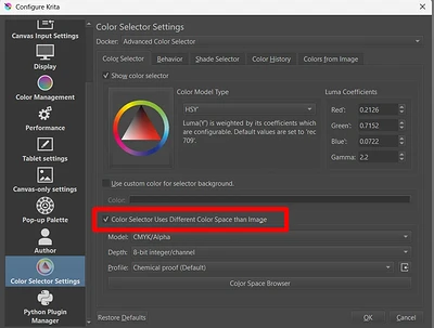 “Color Selector Uses Different Color Space than Image”