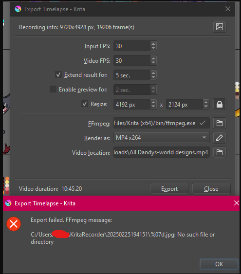 I cant export my time-lapse / speed paint - General Questions - Krita ...