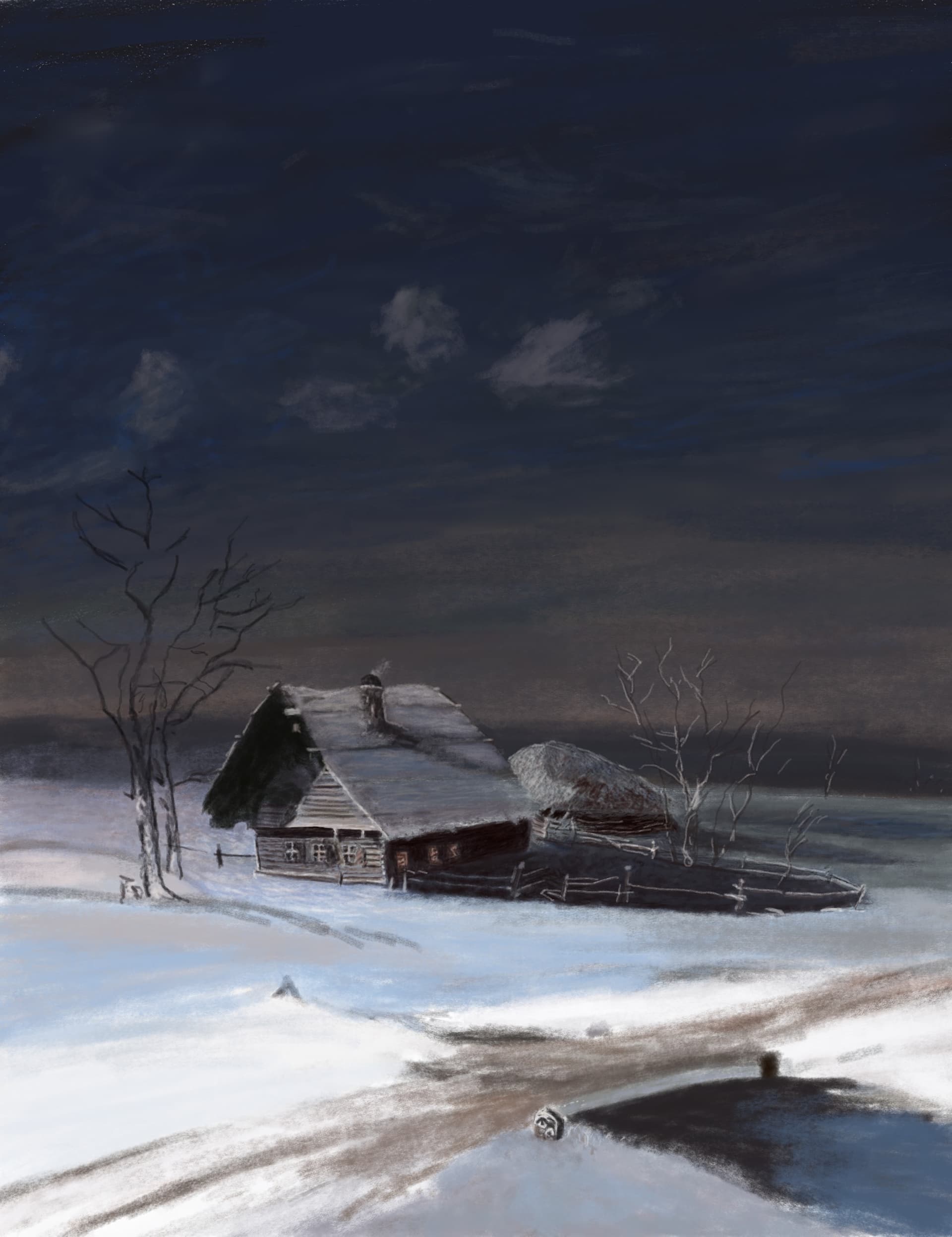 Winter Landscape after Aleksey Savrasov - WIP - Work In Progress