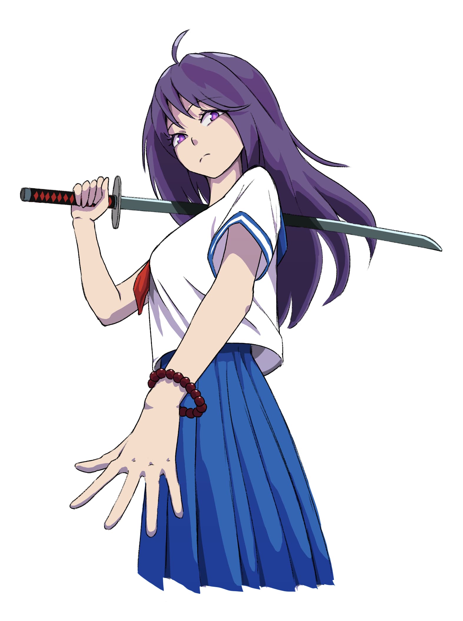 A Schoolgirl With A Katana Finished Artworks Krita Artists