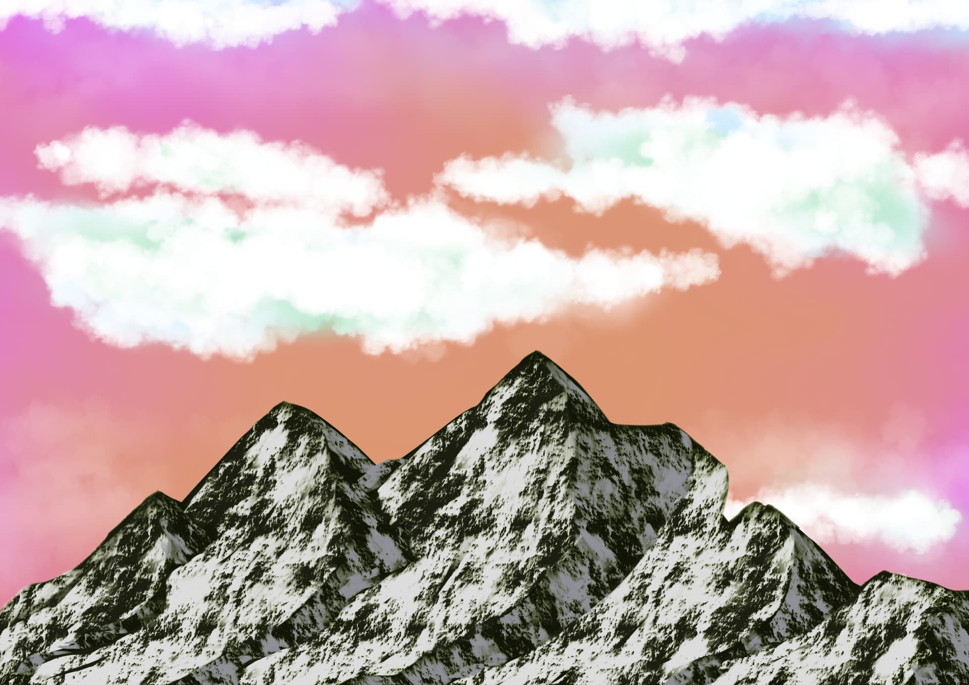 Sunset (Yep another mountain picture) - Finished Artworks - Krita