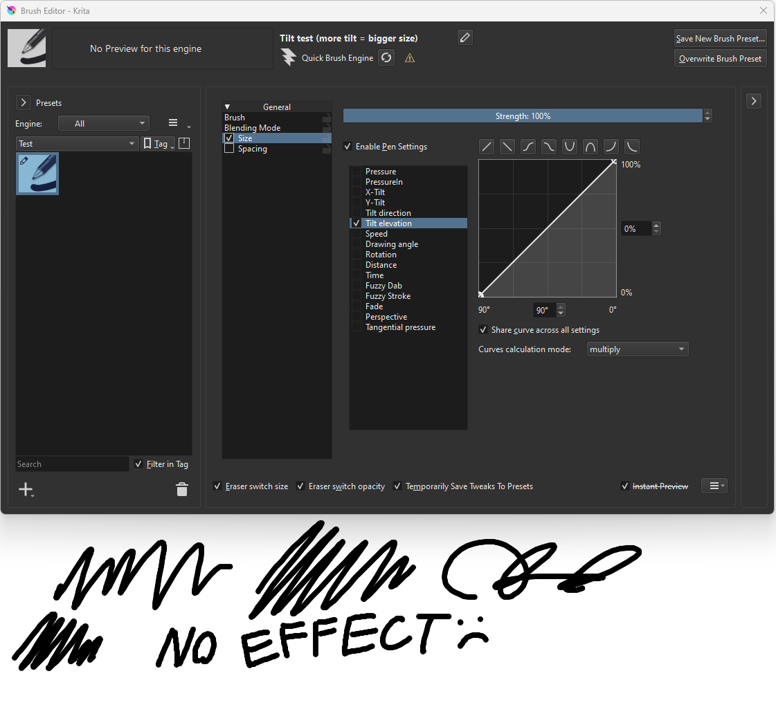 Tilt not working on Krita, while working in other software Input