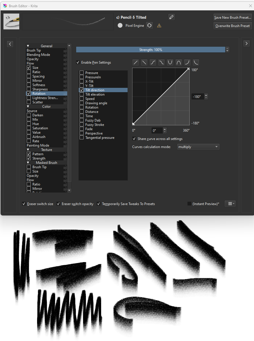 Tilt not working on Krita, while working in other software Input
