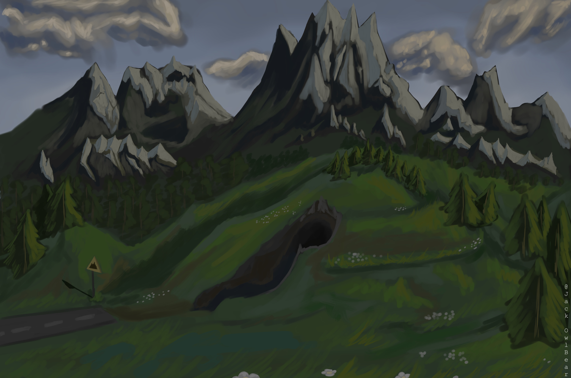 Mountain landscape painting | 3768 x 2499 - Finished Artworks