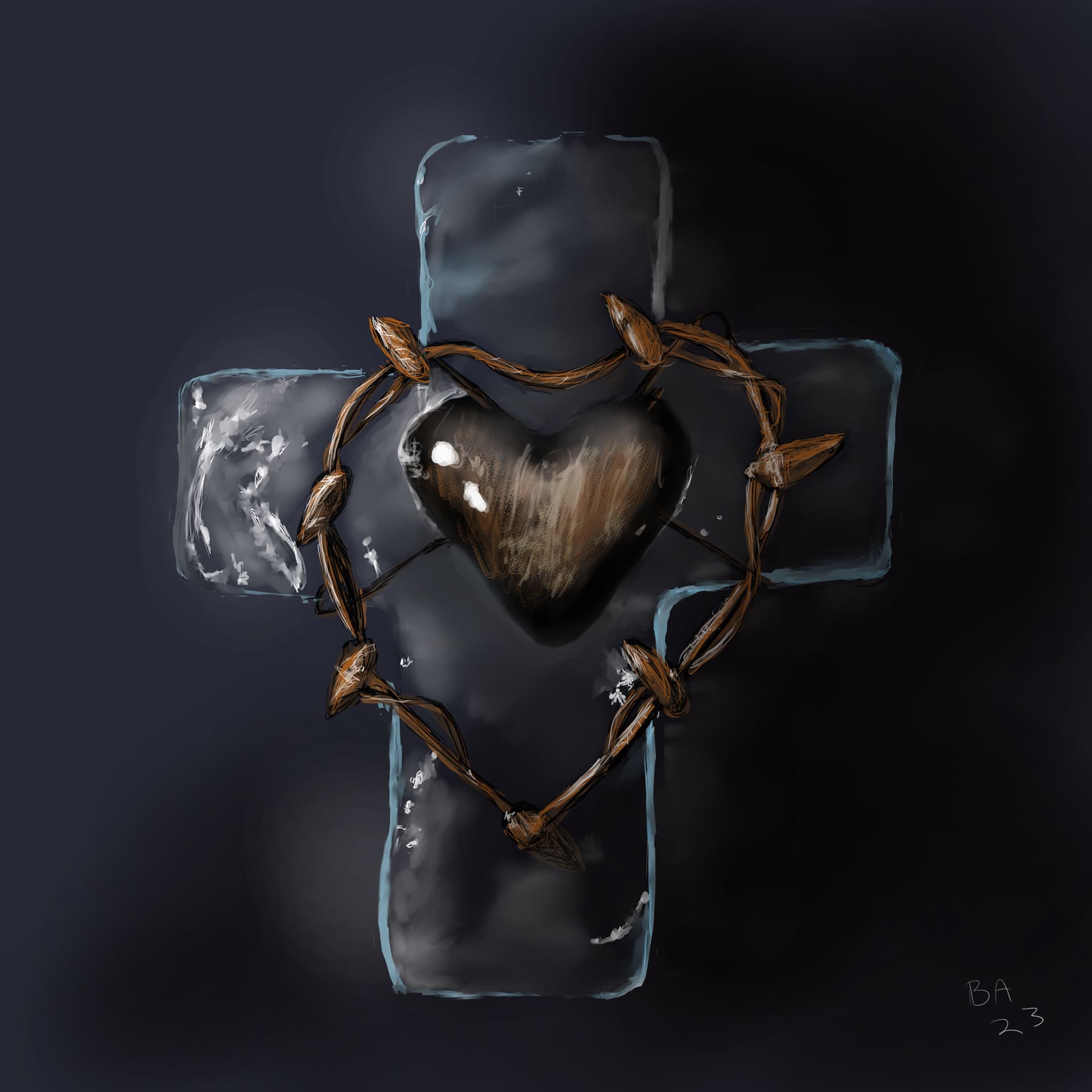Painting of a glass cross I competed today - Finished Artworks - Krita
