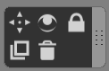 close up of the dialog with move, visibility, lock, duplicate, and bin icons