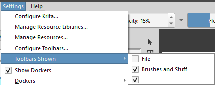 Settings - Toolbars Shown - Issue