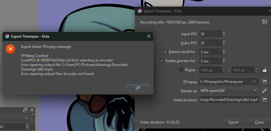 Recorder rendering error - General Questions - Krita Artists